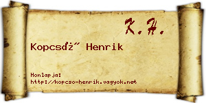 Kopcsó Henrik névjegykártya
